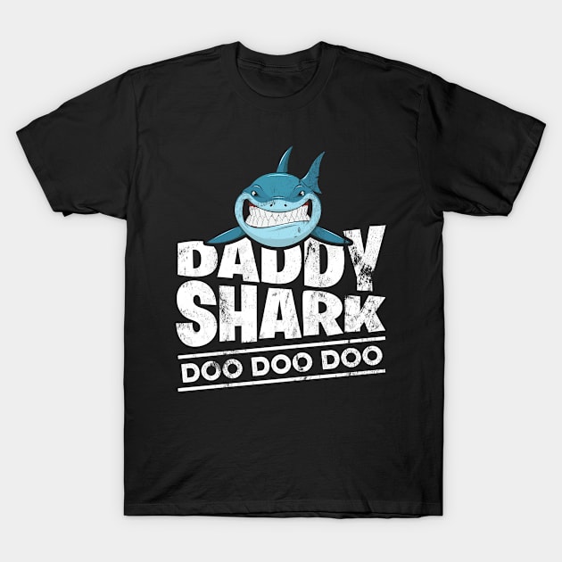 Daddy Shark Fathers Day Gift to Husband Dad From Wife Son Daughter T-Shirt by Adamita